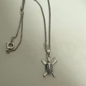 Silver Turtle Pendant Necklace